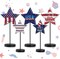 5 Pcs Patriotic 4th of July Standing Star Block Set Wooden Star Table Decoration Red White Blue Independence Day Wood Patriotic Decor Memorial Day Centerpieces for American Festival(Retro)